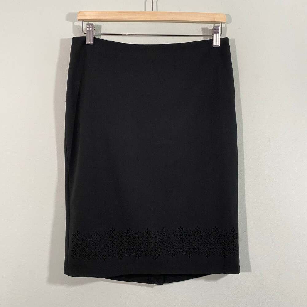 Banana Republic Women Black Laser Cut Hem Pencil Skirt Size 6 NWT
